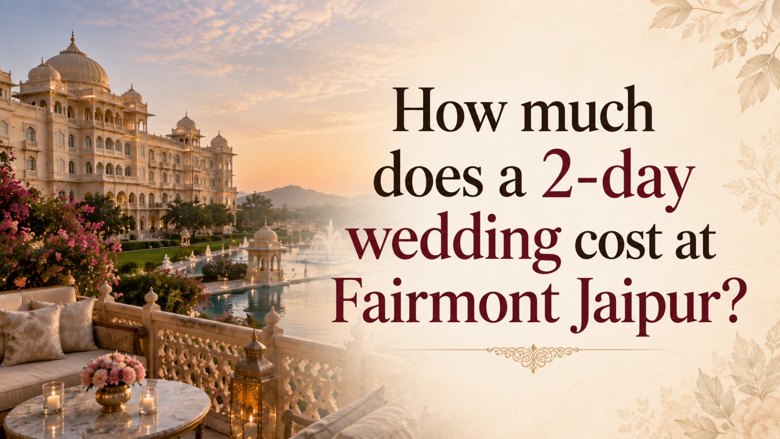 How much does a 2-day wedding cost at Fairmont Jaipur? Day-by-day breakdow